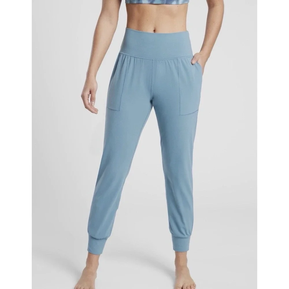 Athleta Salutation High Rise Jogger Pants Women M Blue Stretch Breathable Active